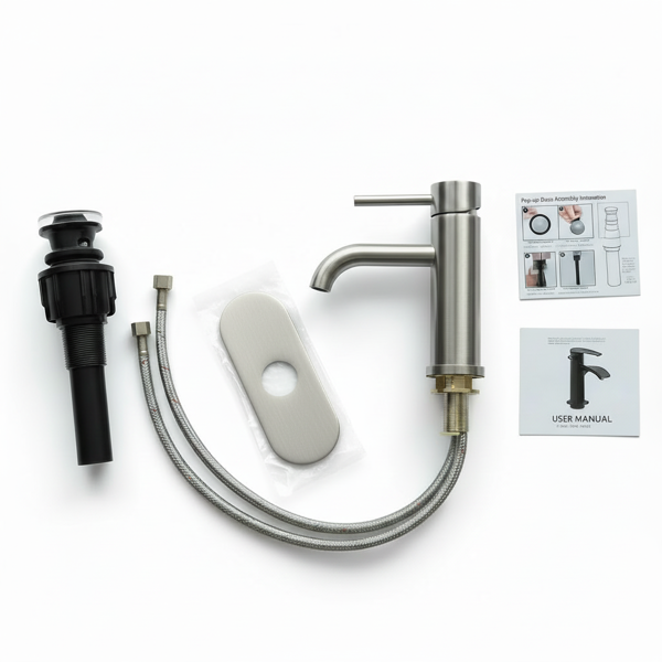 单柄浴室水龙头卫生间水龙头不锈钢单孔T10，拉丝镍【周末不发货，TK/TEMU订单仅支持自提】-10