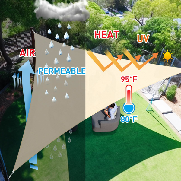 10'X10'X14'米白色HDPE遮阳帆-6