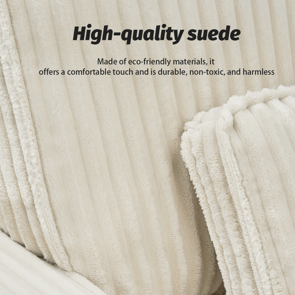 深座灯芯绒扶手椅，配拉丝不锈钢杯架与装饰靠枕，打造客厅温馨点缀椅-5