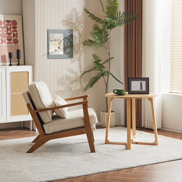 胡桃色扶手 单人休闲椅 橡木 软包 棉麻MY018-1 米白色 室内休闲椅-18