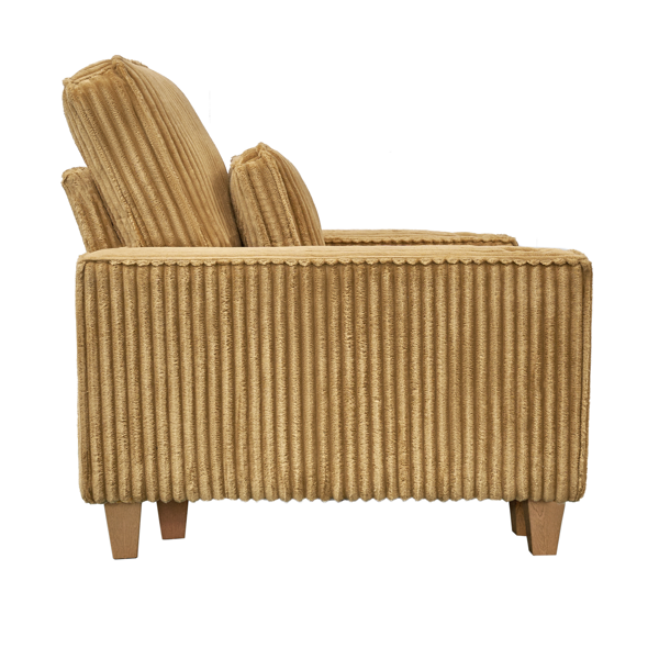 深座灯芯绒扶手椅，配拉丝不锈钢杯架与装饰靠枕，打造客厅温馨点缀椅-7