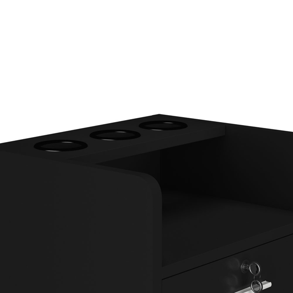 【同款编码：92007726】美容美发沙龙折叠抽屉spa三层柜设备  带锁 黑色-6