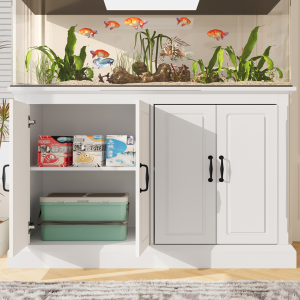 55-75加仑鱼缸架，带电源插座，四格鱼缸架，重型爬行动物缸架，龟缸，爬行动物饲养箱，白色-4