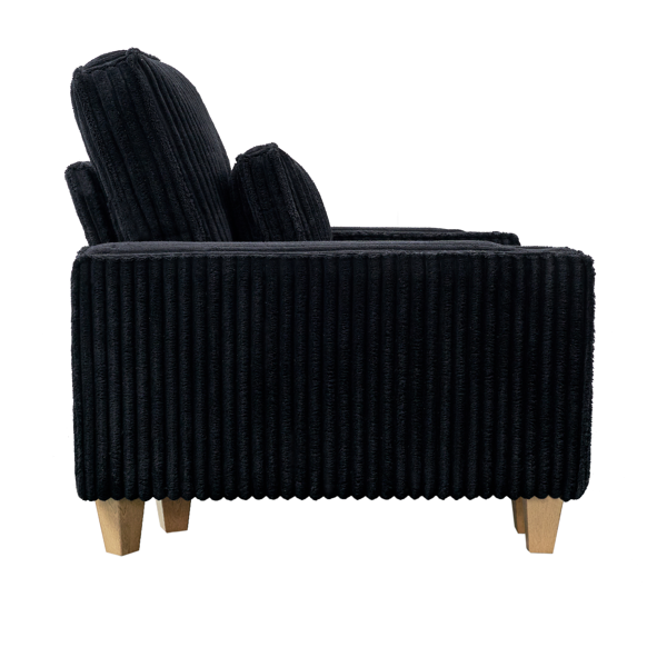 深座灯芯绒双人沙发，配拉丝不锈钢杯架及2个装饰靠枕，舒适客厅双人座沙发-6