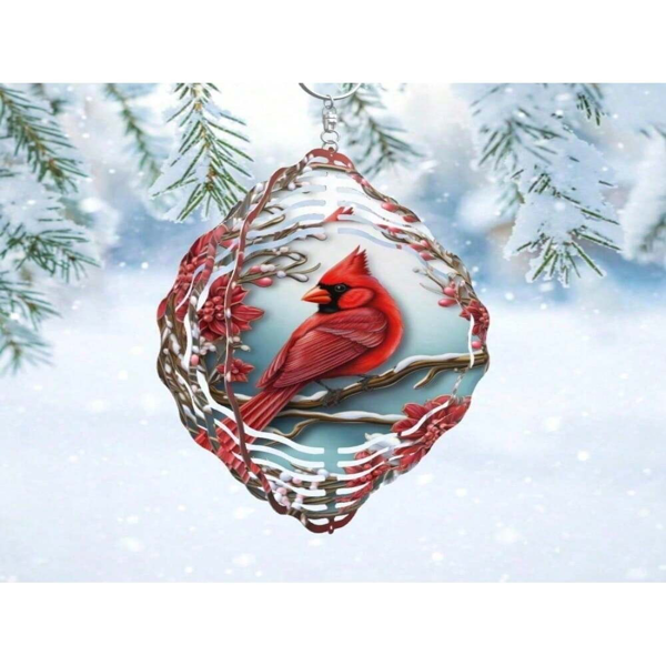 铁皮画红雀风铃旋转挂饰 户外金属花园装饰 圣诞感恩节庭院阳台挂件-6