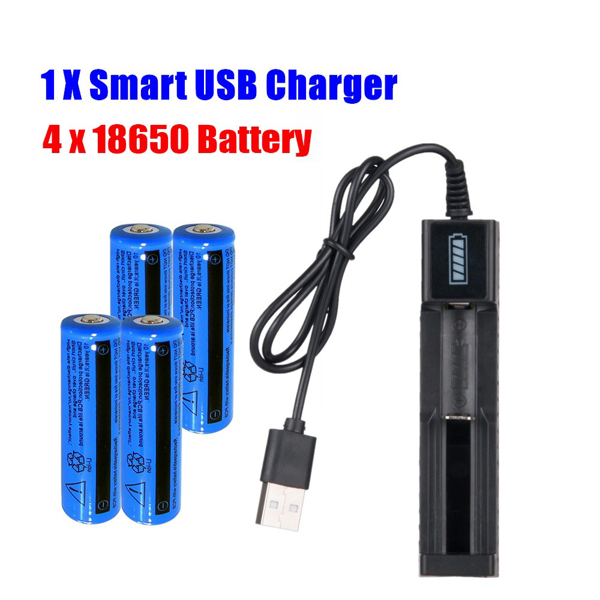 4块3000mah 18650可充电电池+ 1个USB充电器套装，适用于手电筒和头灯(物流仅支持发USPS，TK/TEMU仅自提)-1