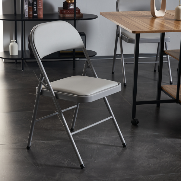 【同款编码：31709558】6pcs PVC 钢管 灰色 软包折叠椅 40*45*78cm-56