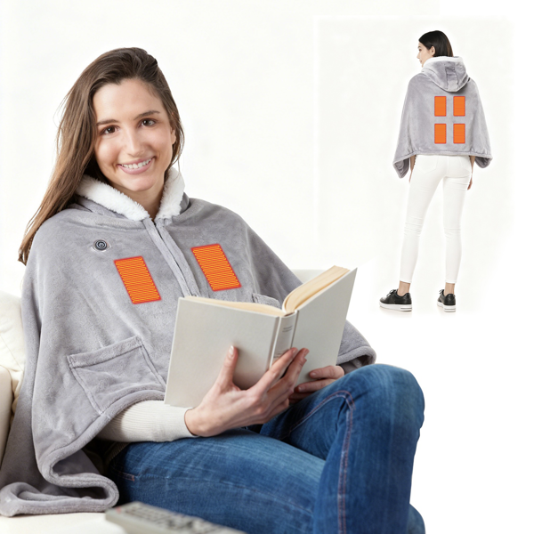 （自提可发加拿大，temu&tk下自提单）8区可穿戴加热毯 - 3档可调温度，59x31英寸柔软法兰绒面料，USB供电便携设计带口袋，可机洗的冬季温暖伴侣-11