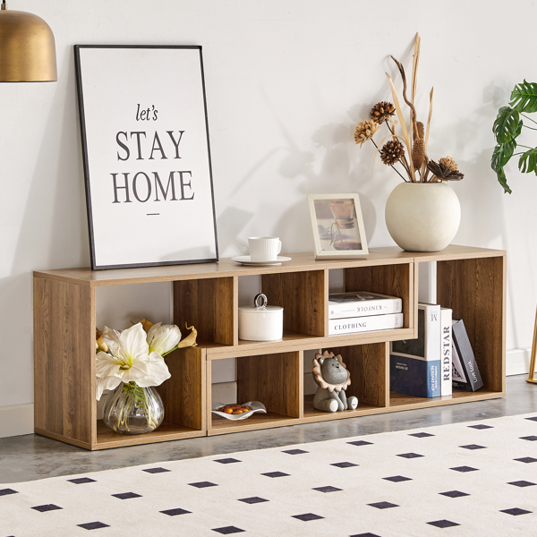 两件套立方体电视柜，自由组合游戏娱乐中心媒体柜，开放式储物书架，适用于客厅，双层L型电视柜，尺寸为55.1*11.8*17.1英寸-13