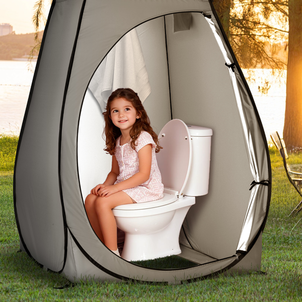 单人 深灰色 便携 更衣帐篷 钢丝 银胶布 110*110*190cm-11