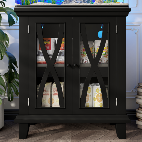 20加仑鱼缸架，带电源插座（4个交流电插座，2个USB插座），农舍风格装饰水族箱架家具，带可调节层板，10-20加仑爬行动物/龟缸架，带柜式储物空间，黑色-6