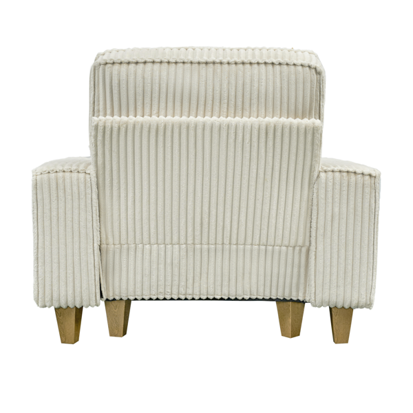 深座灯芯绒扶手椅，配拉丝不锈钢杯架与装饰靠枕，打造客厅温馨点缀椅-7