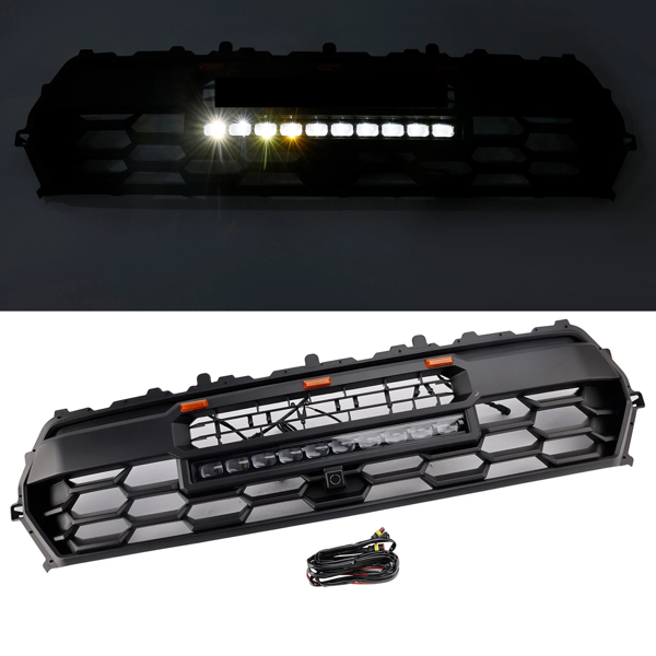 黑色前保险杠格栅，适用于丰田TACOMA 2024格栅，带LED和灯条Md-10