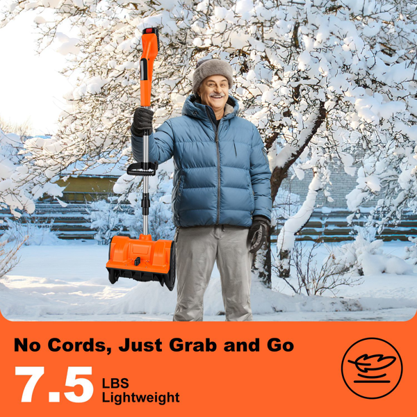 （自提可发加拿大，temu&tk下自提单）500W无线除雪铲 - 铲面宽11英寸×深6.3英寸，抛雪距离26英尺，±45°可旋转导板，续航40分钟，折叠式轻量设计（7.5磅），适用于车道/庭院/台阶，附安全手套及护目镜-8