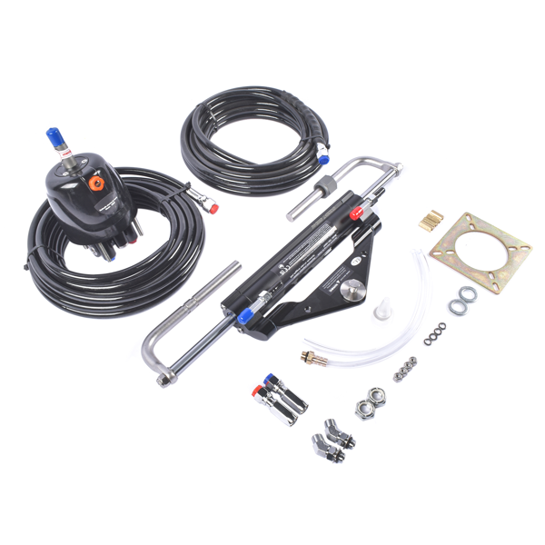 液压方向舵机套件 Hydraulic Outboard Steering System Kit 150HP Marine Outboard Steering 2x24ft Hose for Single-Engine Boats-5