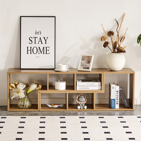 两件套立方体电视柜，自由组合游戏娱乐中心媒体柜，开放式储物书架，适用于客厅，双层L型电视柜，尺寸为55.1*11.8*17.1英寸-14