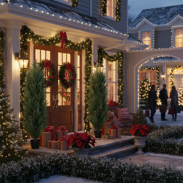 2件套4英尺仿真植物仿真松柏自然的塑料仿真植物圣诞装饰室内室外家居装饰FBA发货-7