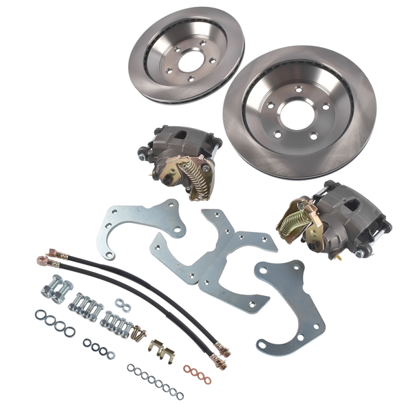 刹车盘套装 Rear Brake Disc Set for GM 7.5 Inch 10 Bolt Bolt-On Rear Brake Kit w/ E-Brake Fits over an axle with a maximum flange diameter of 6" O.D-4