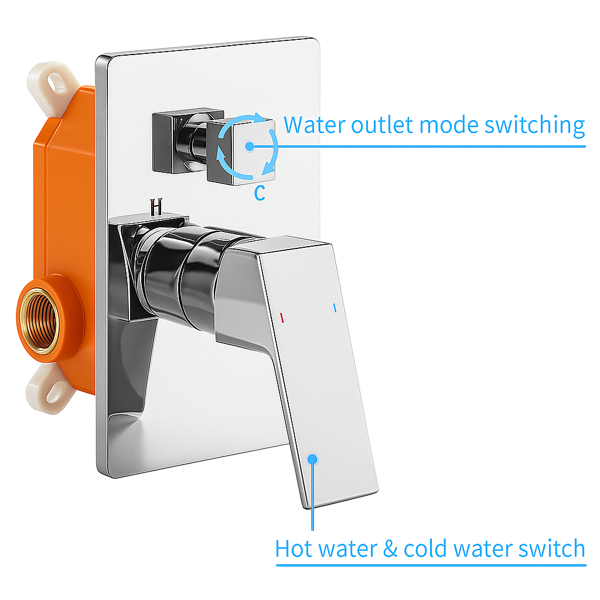 雨水淋浴系统镀铬盆淋浴水龙头套装10英寸方形雨水淋浴头，带手持喷雾器和瀑布盆喷嘴压力平衡粗糙的阀门淋浴搅拌器组合【周末不发货，TK/TEMU订单仅支持自提】-2