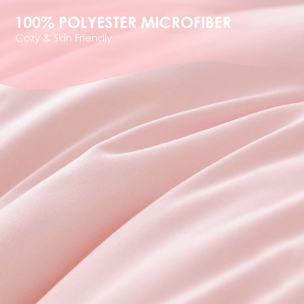 2件装白色粉色三件套套装，纯色被套包含一只被套两只枕套，男生女生单人双人床使用，四季通用，可爱男生女生卧室宿舍酒店款式，圣诞节礼物-6