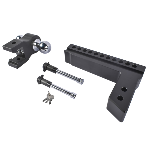拖车挂接装置 Heavy Duty Adjustable Trailer Hitch Fits 2.5" Receiver 10" Drop/Rise 18500 LBS 2" & 2-5/16" Dual Ball with Lock & Key-4