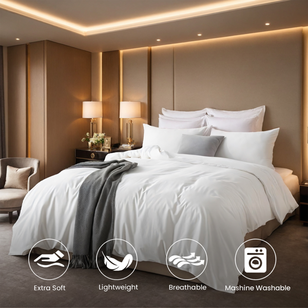 2件装白色粉色三件套套装，纯色被套包含一只被套两只枕套，男生女生单人双人床使用，四季通用，可爱男生女生卧室宿舍酒店款式，圣诞节礼物-3