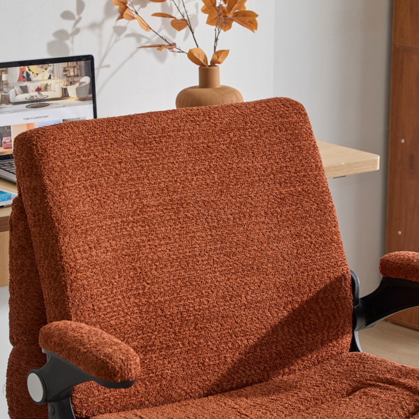 翻转式后背内置动态气囊腰靠十字交叉腿办公椅，宽座办公桌椅带翻转扶手与轮子，现代家用办公室梳妆台橙色十字交叉腿椅-18