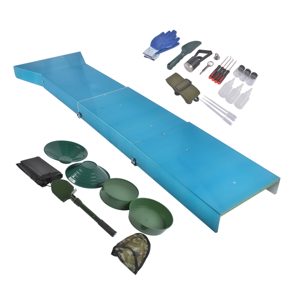 23件铝槽套装 23-Piece Gold Prospecting Equipment 50 In. Folding Sluice Box Gold Panning Kit for Gold Prospectors Hand Powered-3