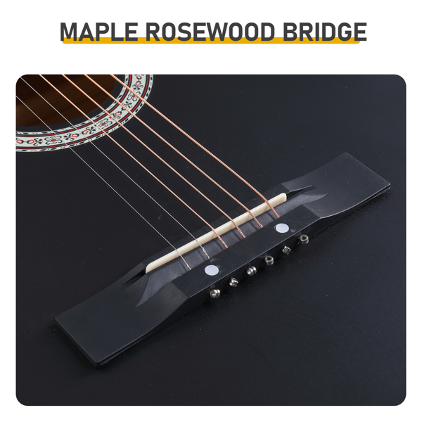 38寸 圆桶 椴木 原声 民谣吉他 哑光黑-11