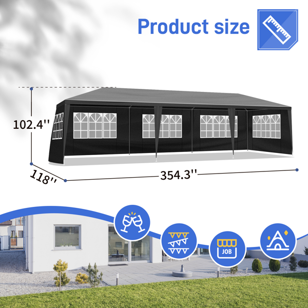 10X30ft 黑色 8围 仿折叠棚 2门6窗 钢管喷塑 PE布-10