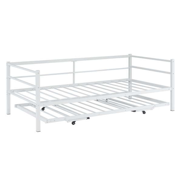 白色 twin 带推拉床 带把手 沙发床 铁床-4