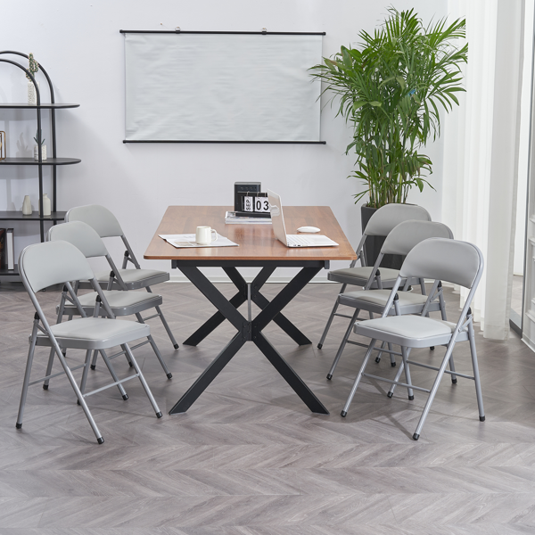 【同款编码：31709558】6pcs PVC 钢管 灰色 软包折叠椅 40*45*78cm-21
