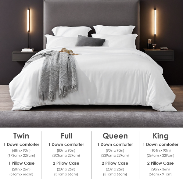 纯色白色大码被套套装，包含一只被套两只枕套，超细纤维透气柔软优质高品质，波西米亚风格，单人双人被套，轻奢酒店简约卧室民宿通用，圣诞节礼物-4