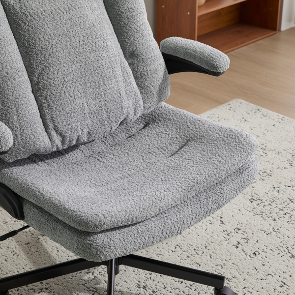 翻转式后背内置动态气囊腰靠十字交叉腿办公椅，宽座办公桌椅带翻转扶手与轮子，现代家用办公室梳妆台浅绿色十字交叉腿椅-12