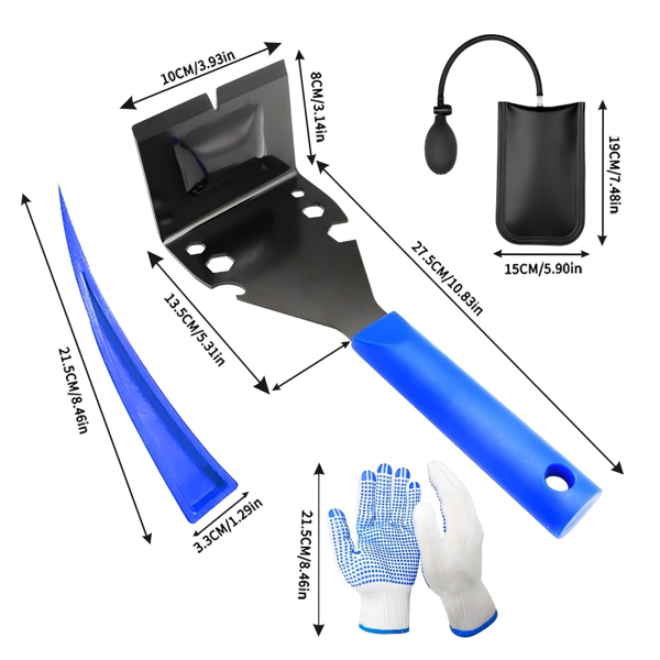 4 件多功能装饰拉拔工具，用于踢脚板、瓷砖和木材拆卸 -蓝色手柄，带双向箭头、拉钉撬棒和模具拆卸工具，用于壁板和地板、地板安装|手动撬棒|耐用金属轴，适用于DIY和专业用途无需电源-6