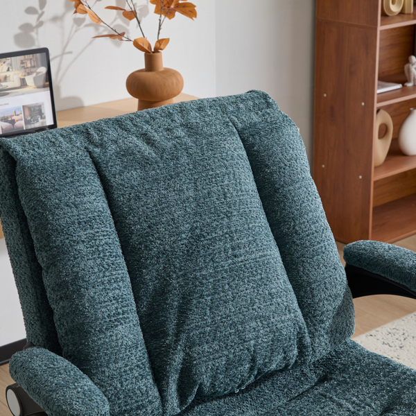 翻转式后背内置动态气囊腰靠十字交叉腿办公椅，宽座办公桌椅带翻转扶手与轮子，现代家用办公室梳妆台深绿色十字交叉腿椅-20