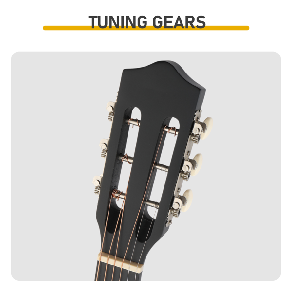 30寸 圆桶 椴木 原声 民谣吉他 哑光黑-5