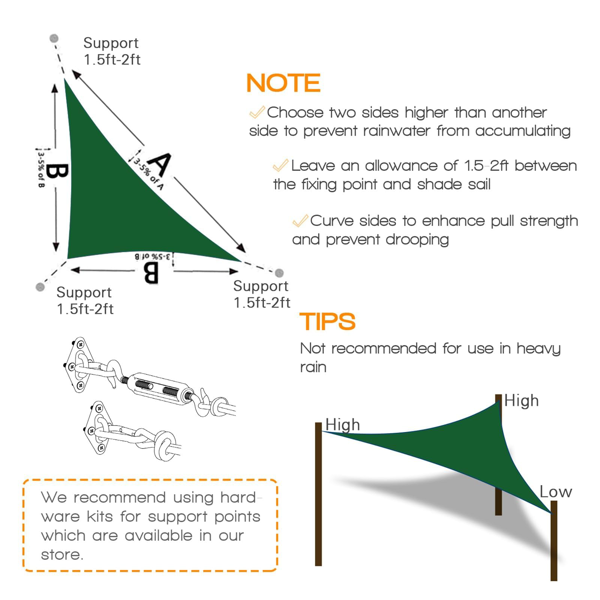 12'X12'X12' 墨绿色HDPE遮阳帆-2