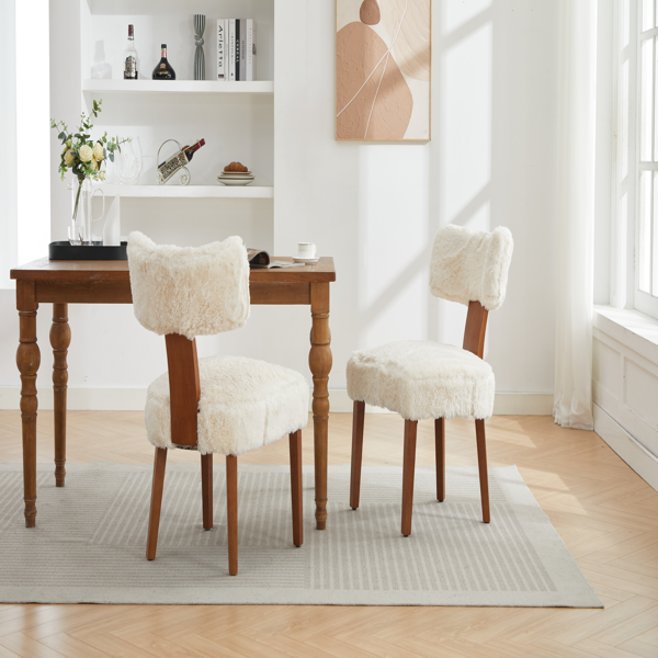 064-两把装毛绒面料现代无扶手弧形餐椅-13