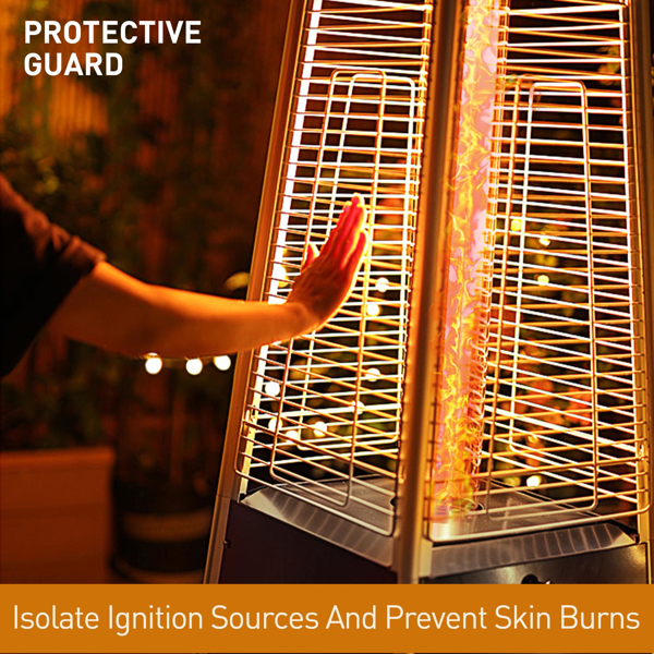 48,000 BTU 户外庭院取暖器，丙烷材质，带可拆卸轮子和保护罩，适用于露台、花园、泳池边、商业和住宅场所。-8