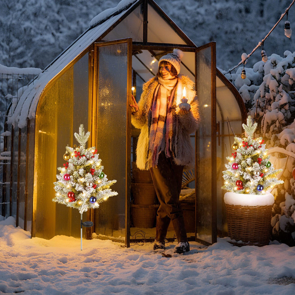 （自提可发加拿大，temu&tk下自提单）50-LED太阳能供电人造圣诞树——逼真设计搭配双照明模式，600mAh电池支持4小时太阳能快速充电，IP44防水等级，节日必备。-8