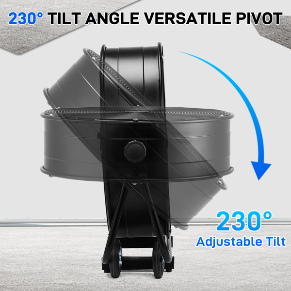 美规 MLD-30 电风扇 110V 230W 30inch  三叶 外侧双轮 单侧支撑  钢铁  筒扇 黑色  铜电机 3档  角度可调  空气循环流通-2