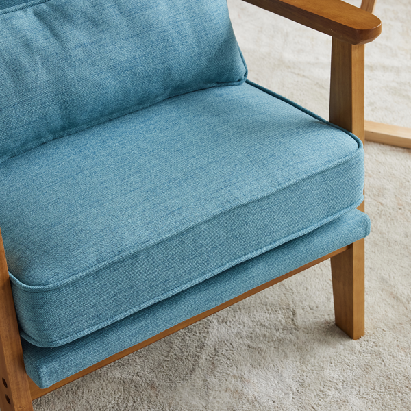 橡木扶手 单人休闲椅 橡木 软包 棉麻 藏青色 室内休闲椅-20
