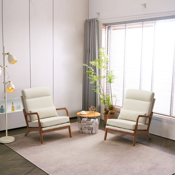 全拆 实木扶手 高背 靠背铁架麻布 米白色 室内休闲椅-22