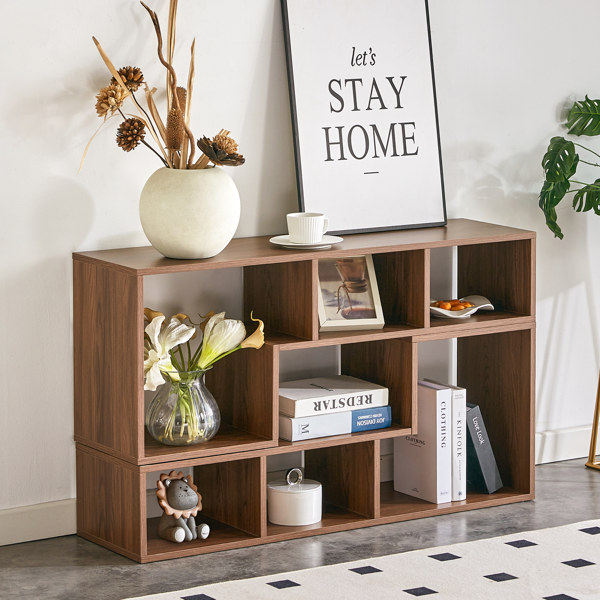 两件套立方体电视柜，自由组合游戏娱乐中心媒体柜，开放式储物书架，适用于客厅，双层L型电视柜，尺寸为55.1*11.8*17.1英寸-4