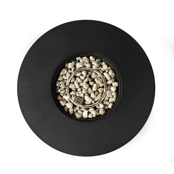 32英寸丙烷燃气火盆桌，50000 BTU圆形钢制火盆，适用于户外露台、阳台、花园、庭院 - 黑色-5