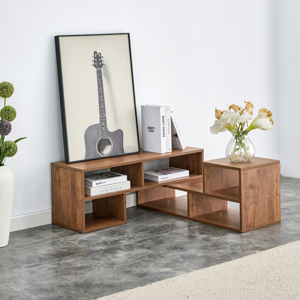 2 件套立方体电视柜，自由组合游戏娱乐中心媒体柜，开放式储物书架，适用于客厅，2 层书架 L 型电视柜，尺寸为 47.2*12*13.4。-14