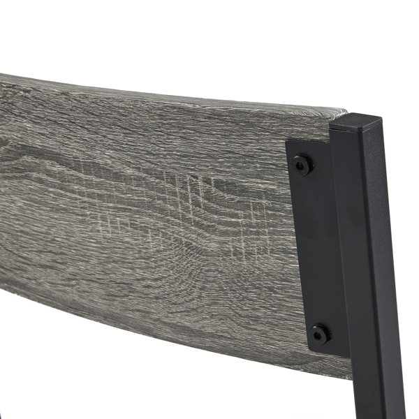 拆装 MDF 黑色铁管 灰色 餐桌椅套装 1桌1长凳2椅 长方形-19