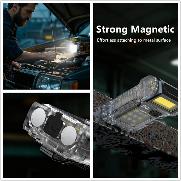 USB可充电LED手电筒露营远足7种照亮模式手电筒迷你应急工作灯-7