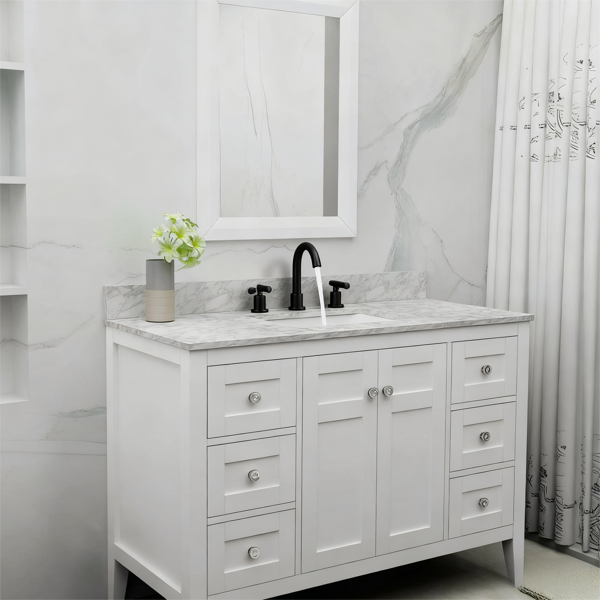 浴室水龙头2柄哑光黑色浴室水槽水龙头宽3孔360°旋转喷嘴现代水槽盆水龙头8英寸[周末无法发货，TK/TEMU仅支持自提]-7